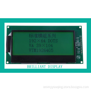 Stn Yellow-Green Transmissive 192X64 Dots LCD Display Module with RoHS Certification (VTM19264G5)